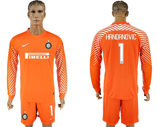 Inter Milan #1 Handanovic Orange Goalkeeper Long Sleeves Soccer Club Jersey - Click Image to Close